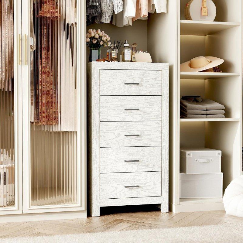 Ceviz MDF 5 Çekmeceli Dikey Modern Şifonyer - 308678