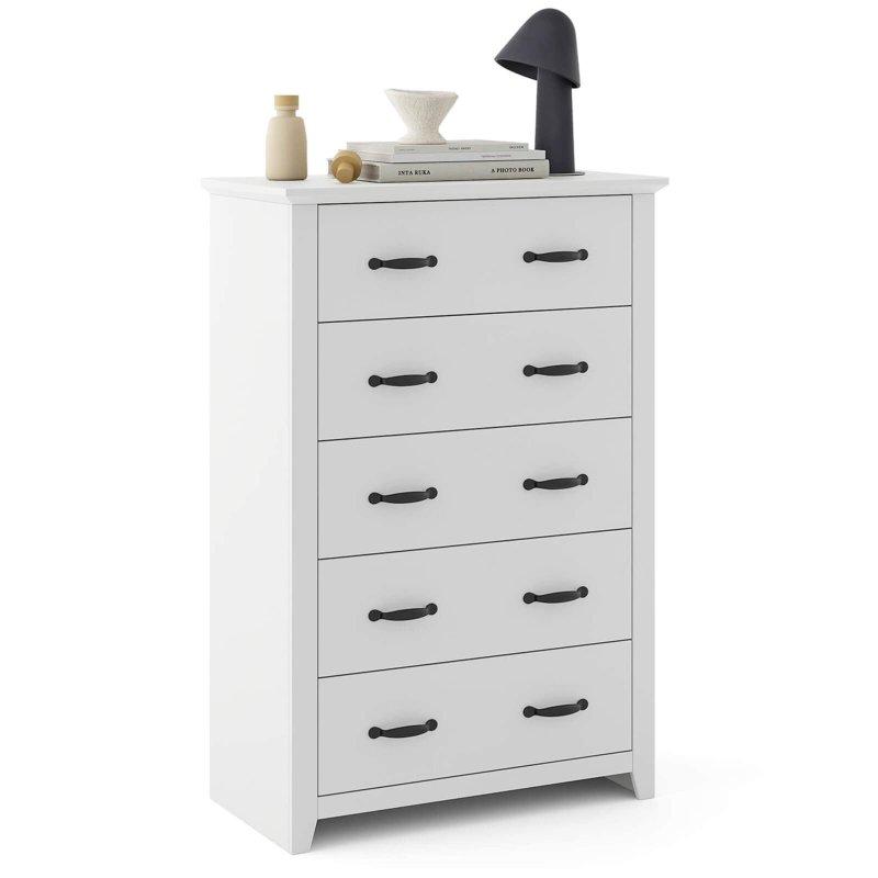 Ceviz MDF 5 Çekmeceli Metal Kulplu Şifonyer - 79x44x120 cm - 299178