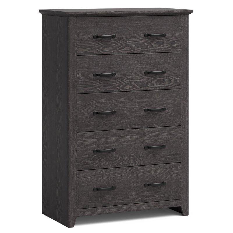 Ceviz MDF 5 Çekmeceli Metal Kulplu Şifonyer - 79x44x120 cm - 299178