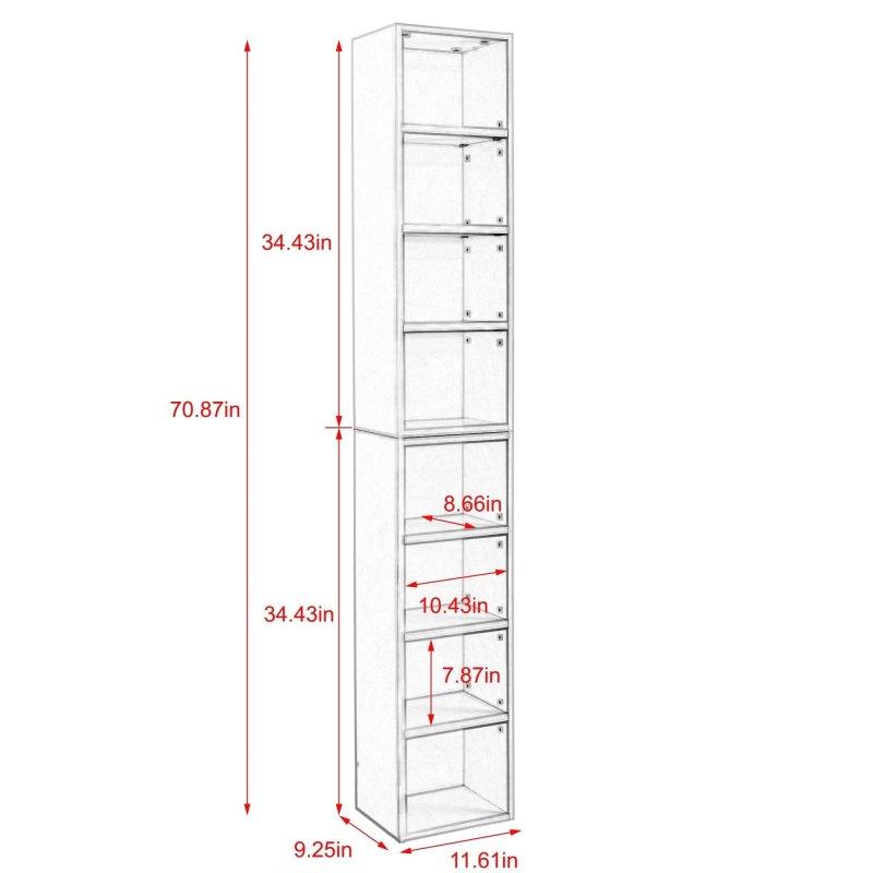 Ceviz MDF Ayarlanabilir Raflı İki Parçalı Dar Kitaplık - 181 cm - 314845