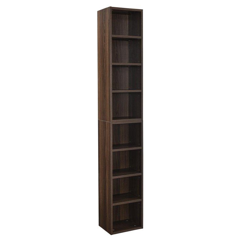 Ceviz MDF Ayarlanabilir Raflı İki Parçalı Dar Kitaplık - 181 cm - 314845