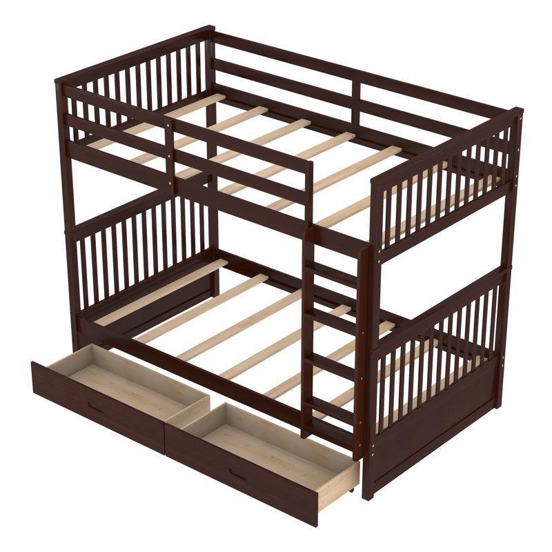 Ceviz MDF Ayrılabilen Çekmeceli Ranza - 150x204 cm - 246873