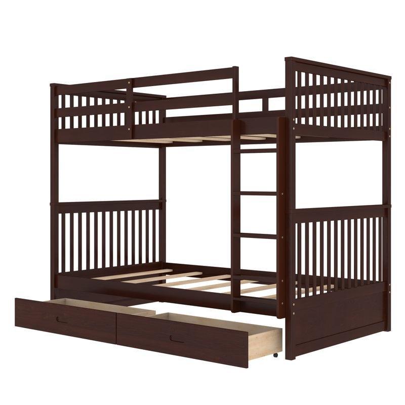 Ceviz MDF Ayrılabilen Çekmeceli Ranza - 150x204 cm - 246873