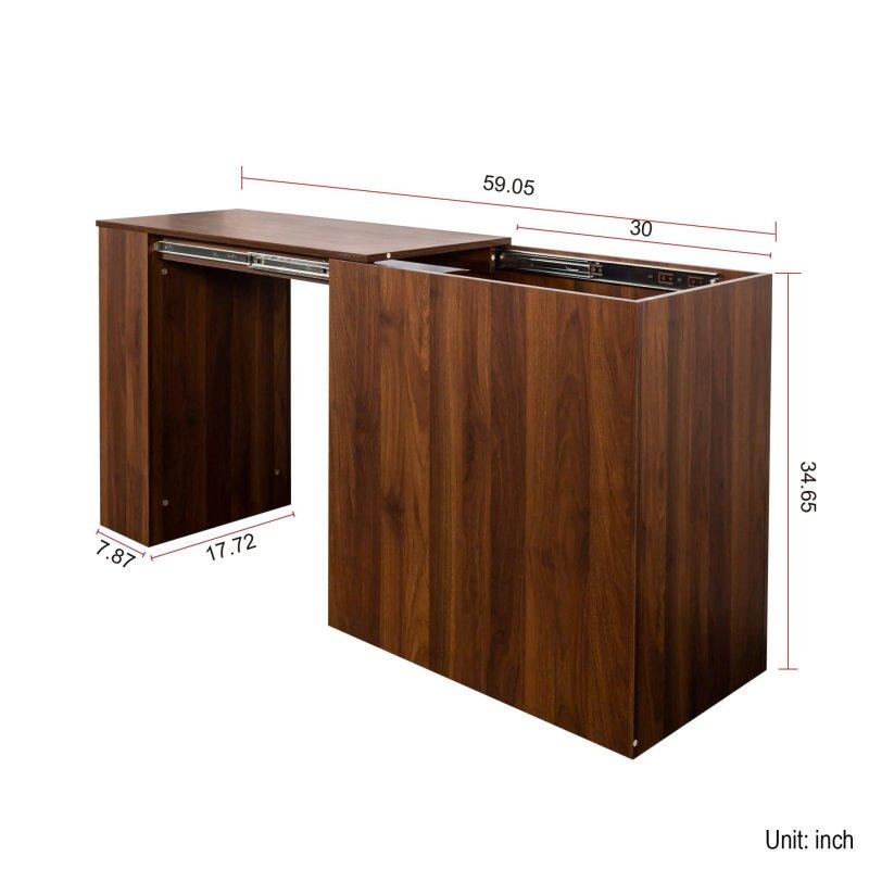 Ceviz MDF Çekmeceli Genişletilebilir Ofis Masası - 92x46x89 cm - 326924