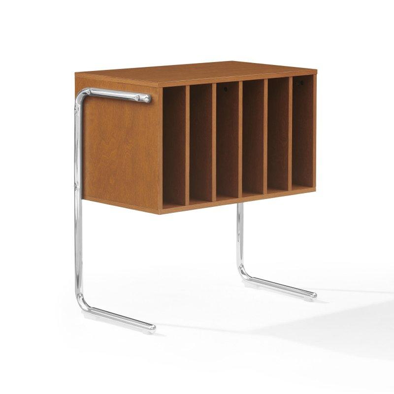 Ceviz MDF Çelik Ayaklı Plak Saklama Alanlı Kitaplık - 70x74x40 cm - 314991