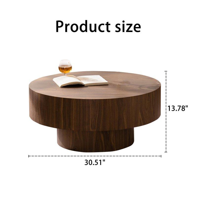 Ceviz MDF Kaide Ayaklı Yuvarlak Orta Sehpa - 78x35 cm - 241650