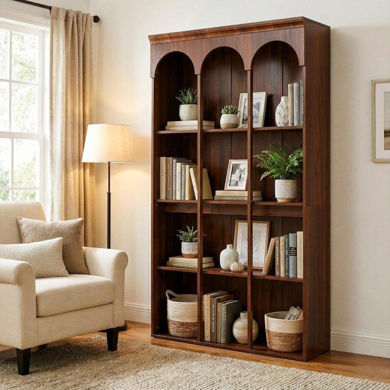 Ceviz MDF Kemerli 5 Katlı Kitaplık - 101x181 cm - 315691