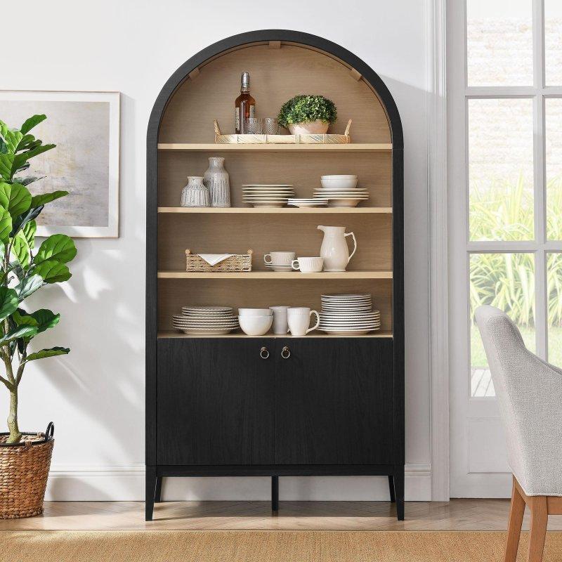 Ceviz MDF Kemerli Dolaplı Kitaplık - 100x189 cm - 312253