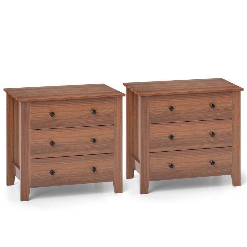 Ceviz MDF Konik Ayaklı 3 Çekmeceli 2li Set Şifonyer - 303846 Ceviz MDF Konik Ayaklı 3 Çekmeceli 2li Set Şifonyer - 303846
