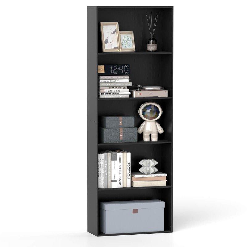 Ceviz MDF Modern 5 Raflı Kitaplık - 59x25x172 cm - 319179