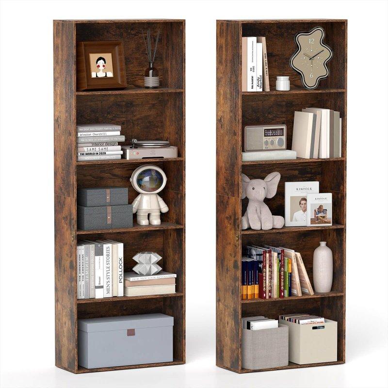Ceviz MDF Modern 5 Raflı Kitaplık - 59x25x172 cm - 319179