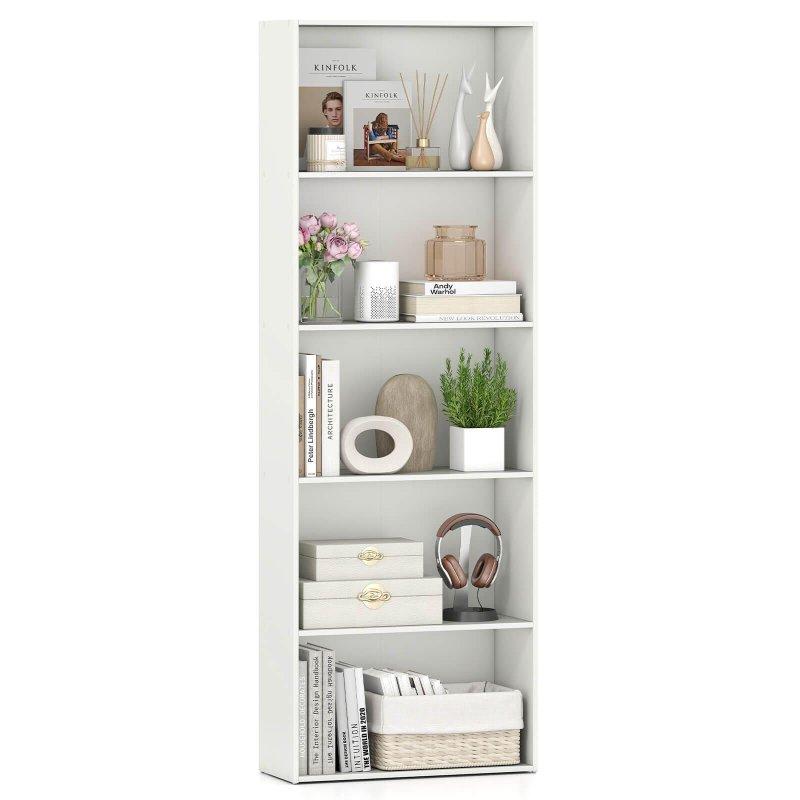 Ceviz MDF Modern 5 Raflı Kitaplık - 59x25x172 cm - 319179