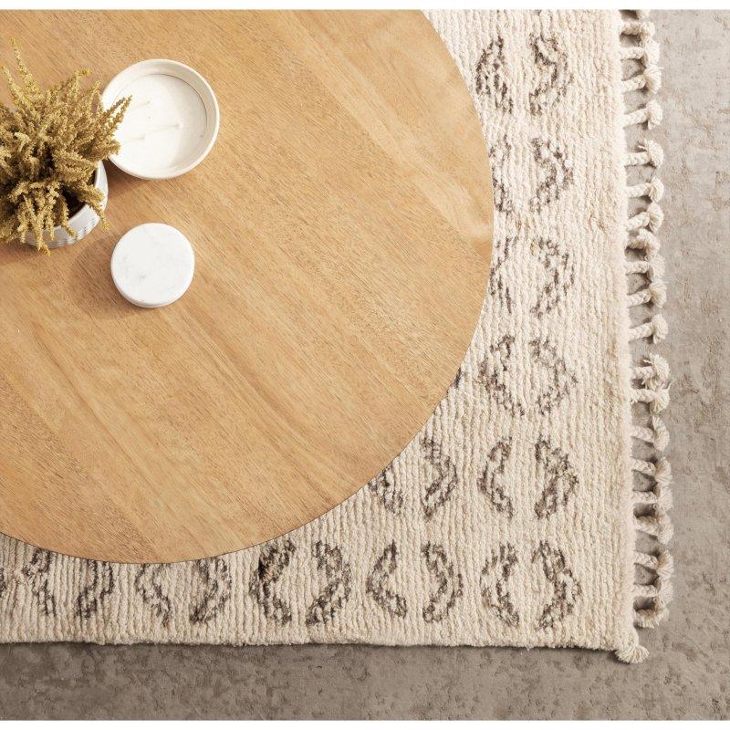 Ceviz MDF Raflı Yuvarlak Orta Sehpa - 87x44 cm - 243568