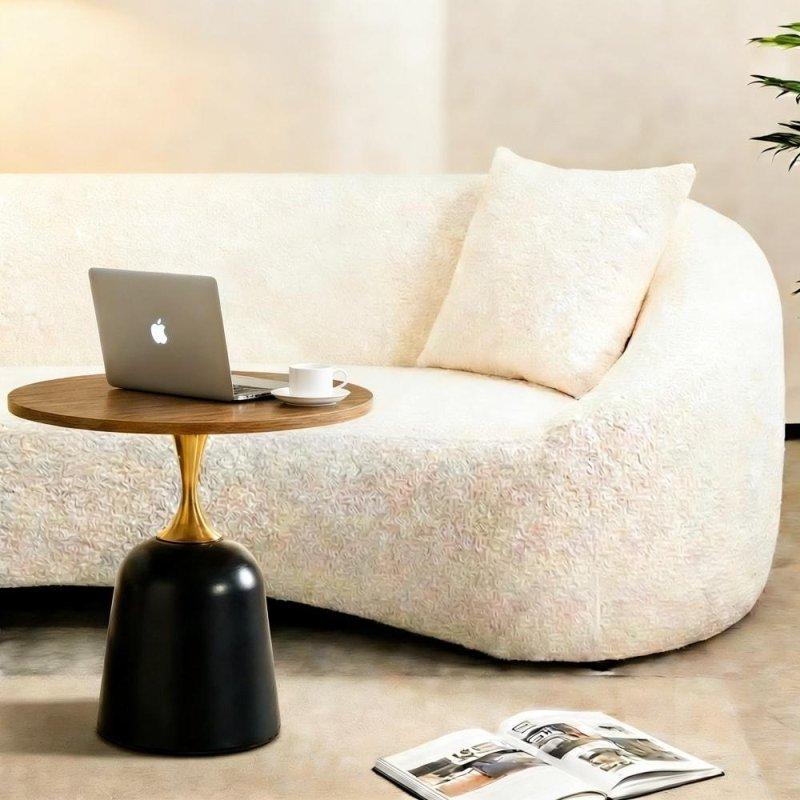 Ceviz MDF Tablalı Metal Yuvarlak Orta Sehpa - 60x58 cm - 239843