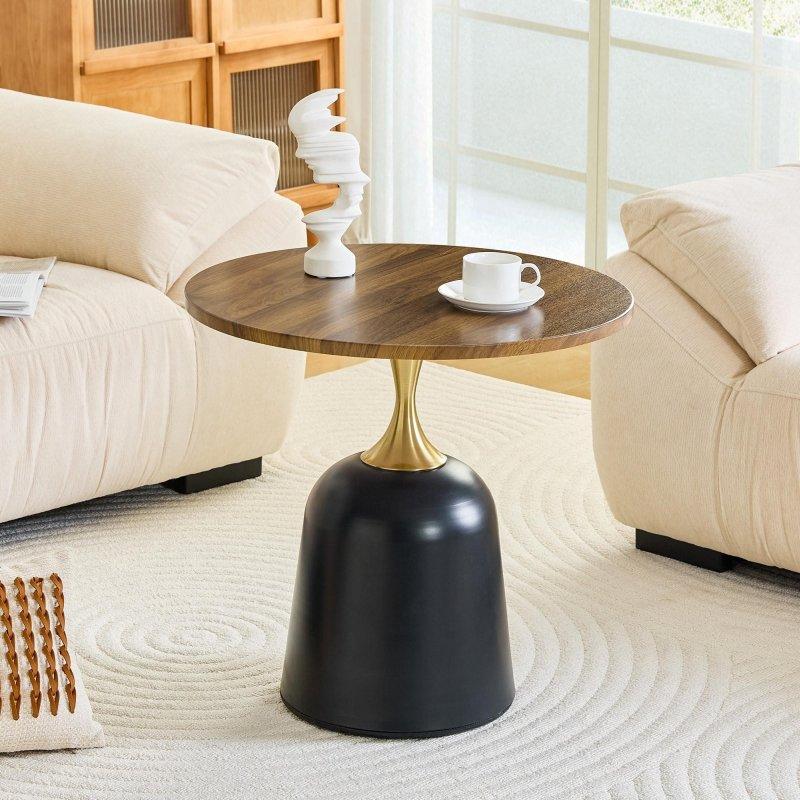 Ceviz MDF Tablalı Metal Yuvarlak Orta Sehpa - 60x58 cm - 239843
