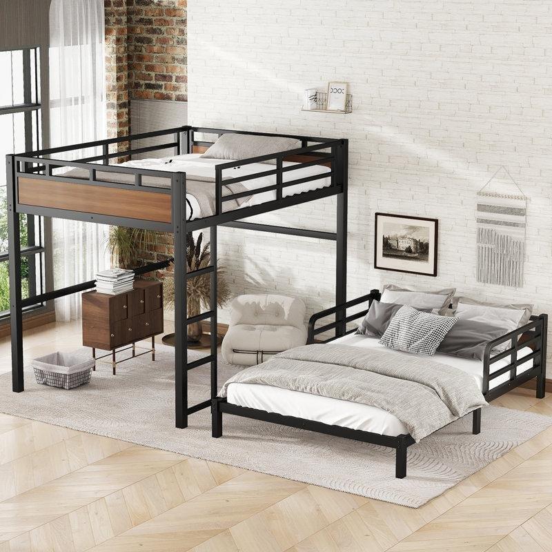 Ceviz MDF ve Metal Ayrılabilen L Şeklinde Ranza - 246176