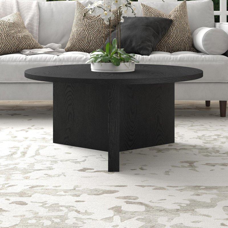 Ceviz MDF X-Ayaklı Yuvarlak Orta Sehpa - 92 cm - 242173