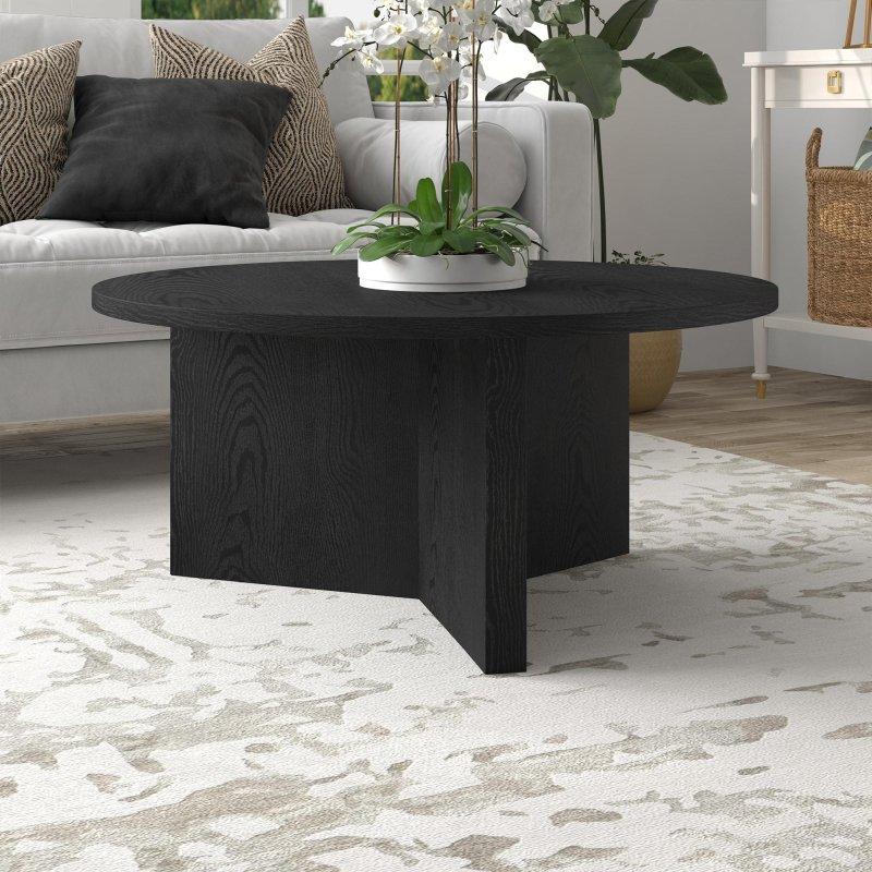 Ceviz MDF X-Ayaklı Yuvarlak Orta Sehpa - 92 cm - 242173