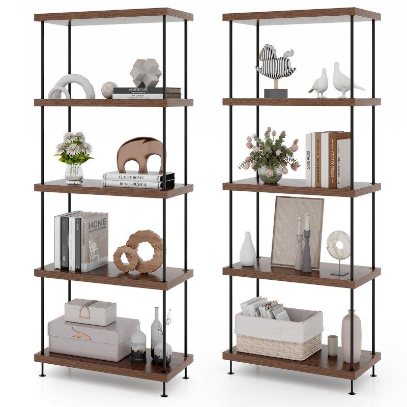 Ceviz Metal 5 Raflı 2li Endüstriyel Kitaplık Seti - 60x29x148 cm - 318345 Ceviz Metal 5 Raflı 2li Endüstriyel Kitaplık Seti - 60x29x148 cm - 318345