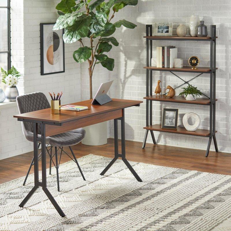 Ceviz Metal Ayaklı MDF Dikdörtgen Ofis Masası - 327539