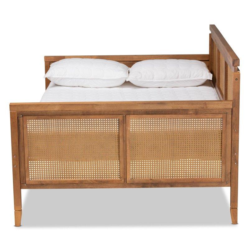 Ceviz Rattan Örgülü Kauçuk Ağacı Vintage Daybed Karyola - 199 cm - 330463