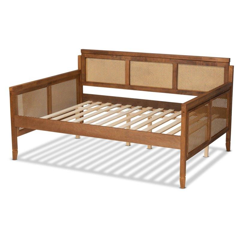 Ceviz Rattan Örgülü Kauçuk Ağacı Vintage Daybed Karyola - 199 cm - 330463
