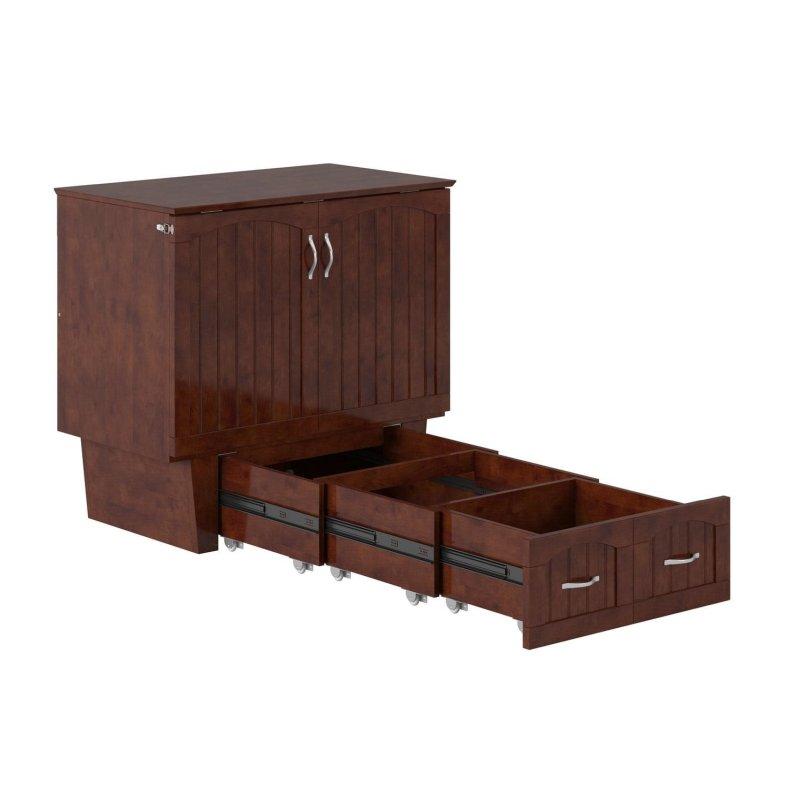 Ceviz Rengi Ahşap Saklama Alanlı ve USB Şarjlı Tek Kişilik Duvar Yatağı - 192x109x101 cm - 265893