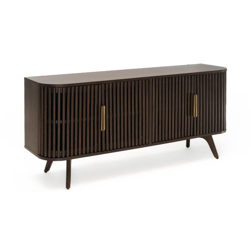 Ceviz Rengi Akasya Kaplama Çıtalı Kapaklı Bohem Konsol - 161x43x71 cm - 324727