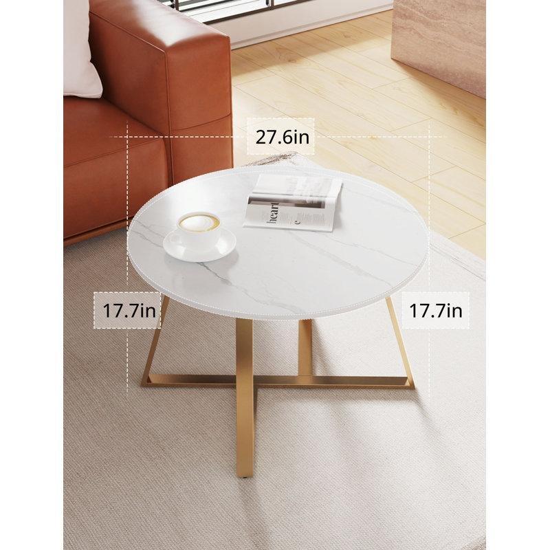 Ceviz Rengi Endüstriyel Ahşap ve Metal Çapraz Ayaklı Yuvarlak Orta Sehpa - 71 cm - 245221