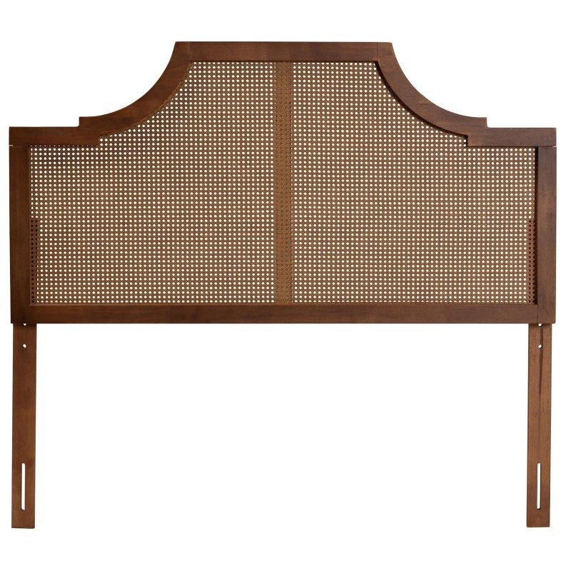 Ceviz Rengi Kauçuk Ağacı ve Rattan Kemerli Ayarlanabilir Yatak Başlığı - 335379