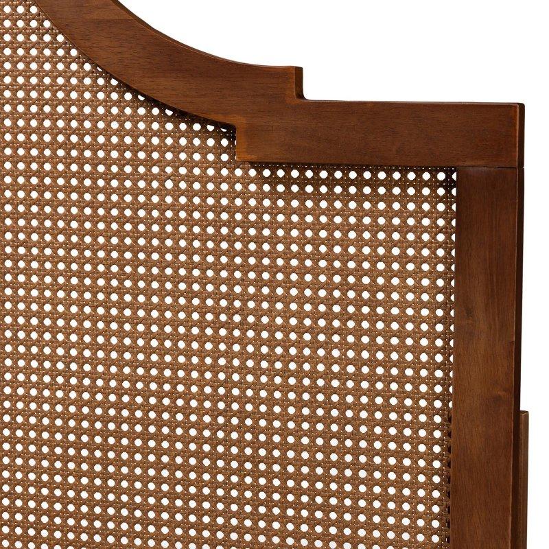 Ceviz Rengi Kauçuk Ağacı ve Rattan Kemerli Ayarlanabilir Yatak Başlığı - 335379