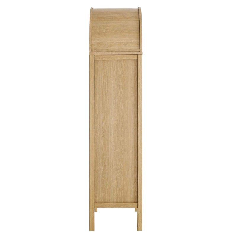 Ceviz Rengi Kemerli MDF ve Ahşap Ayaklı Cam Kapaklı Kitaplık - 79x44x181 cm - 239258