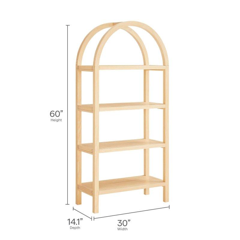 Ceviz Rengi Kemerli Tasarım 4 Raflı MDF Kitaplık - 77x153 cm - 316960