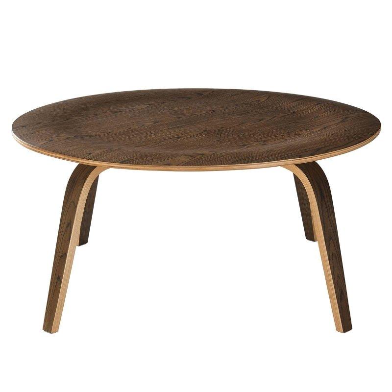 Ceviz Rengi Kontrplak Yüzyıl Ortası Modern Yuvarlak Orta Sehpa - 87x41 cm - 242489