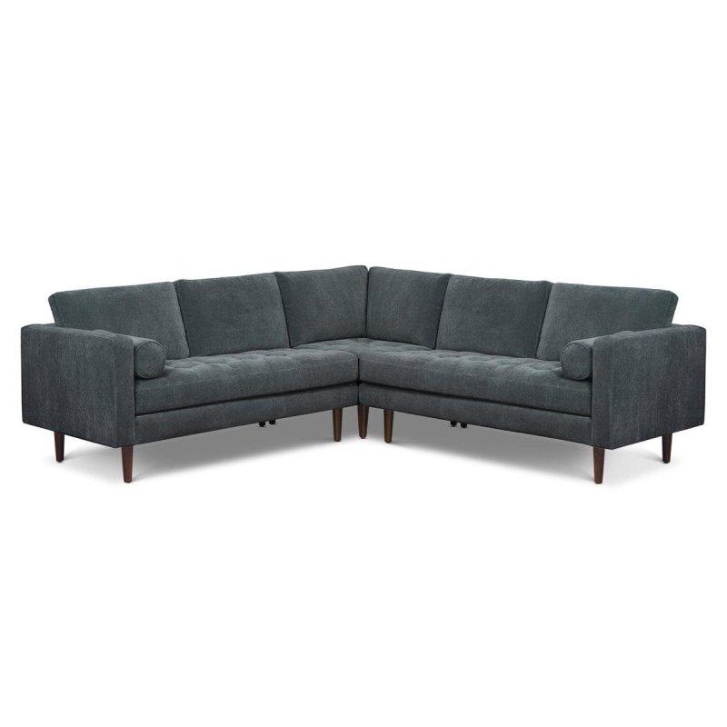 Ceviz Rengi Masif Ahşap Ayaklı Kumaş L Köşe Koltuk - 249x249 cm - 260774