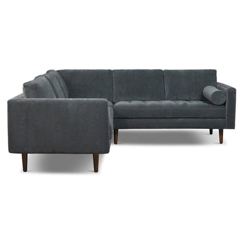 Ceviz Rengi Masif Ahşap Ayaklı Kumaş L Köşe Koltuk - 249x249 cm - 260774
