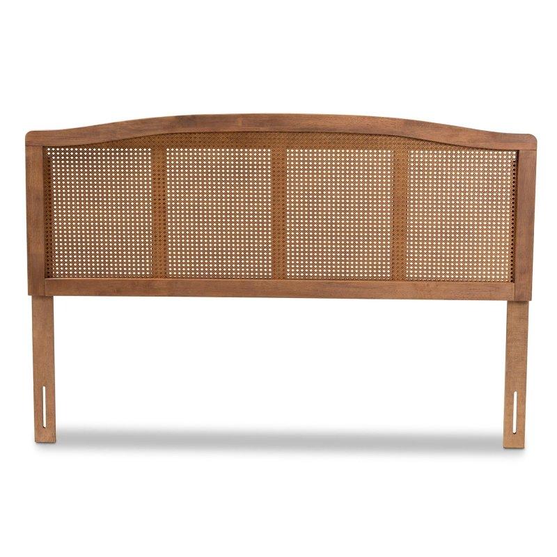 Ceviz Rengi Masif Ahşap ve Sentetik Rattan Dokuma Detaylı Yatak Başlığı - 334942