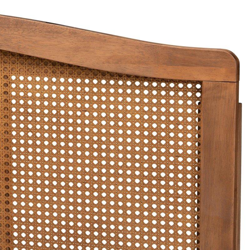 Ceviz Rengi Masif Ahşap ve Sentetik Rattan Dokuma Detaylı Yatak Başlığı - 334942