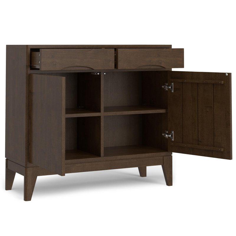 Ceviz Rengi Masif Kauçuk Ağacı 2 Çekmeceli ve 2 Kapaklı Kitaplık - 102x39x92 cm - 316315