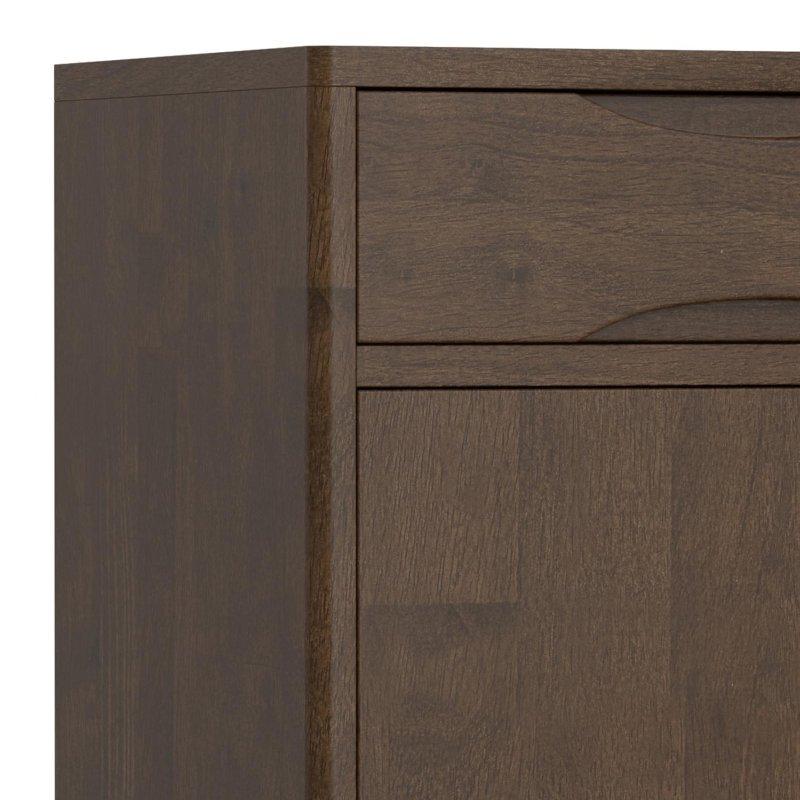 Ceviz Rengi Masif Kauçuk Ağacı 2 Çekmeceli ve 2 Kapaklı Kitaplık - 102x39x92 cm - 316315