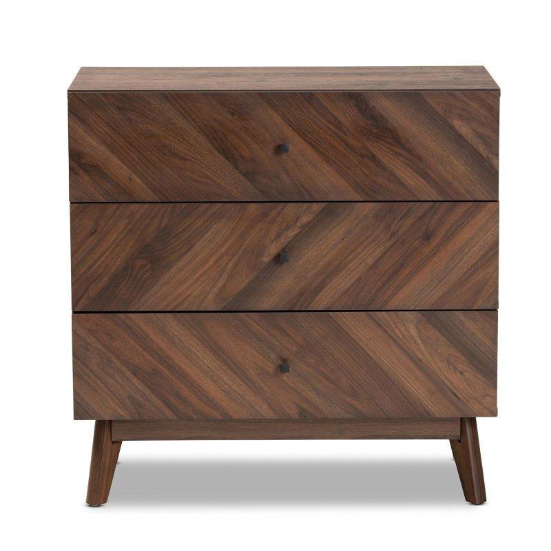 Ceviz Rengi MDF 3 Çekmeceli Açılı Ayaklı Şifonyer - 81x80 cm - 301775