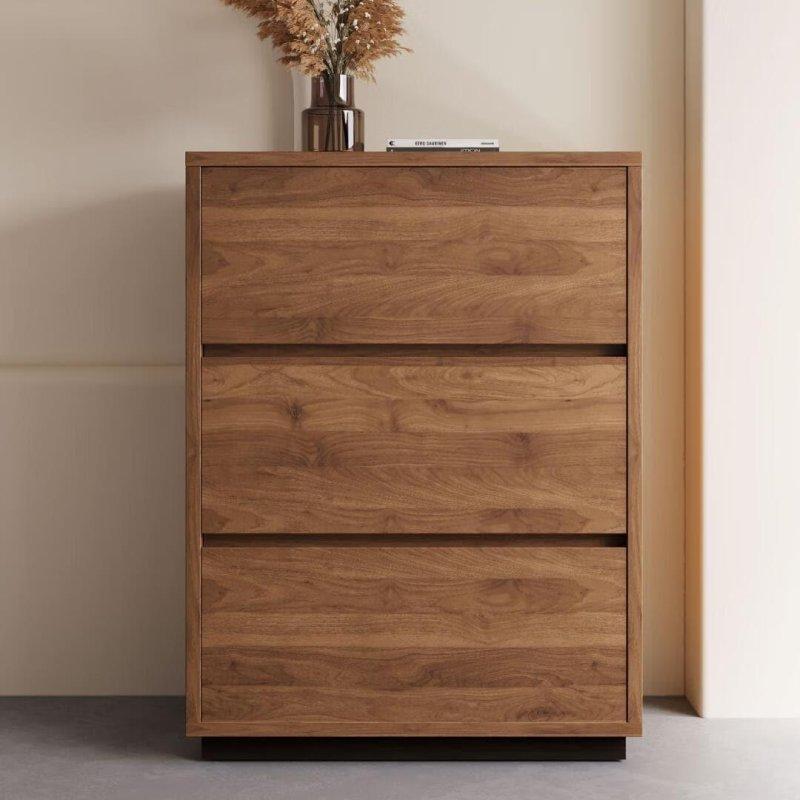 Ceviz Rengi MDF 3 Çekmeceli Modern Şifonyer - 295487