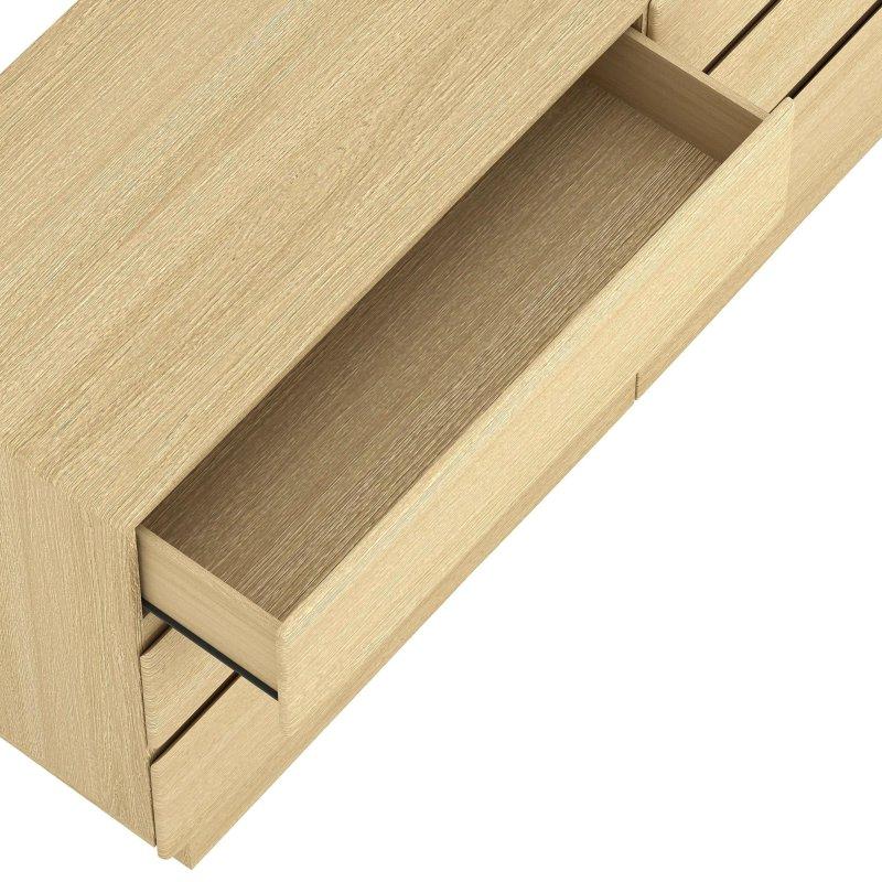 Ceviz Rengi MDF 6 Çekmeceli Kulpsuz Modern Şifonyer - 183 cm - 301637