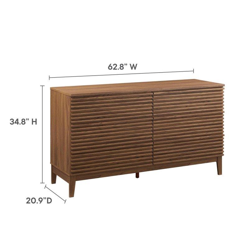 Ceviz Rengi MDF Çıtalı Tasarım 6 Çekmeceli Şifonyer - 160 cm - 301667