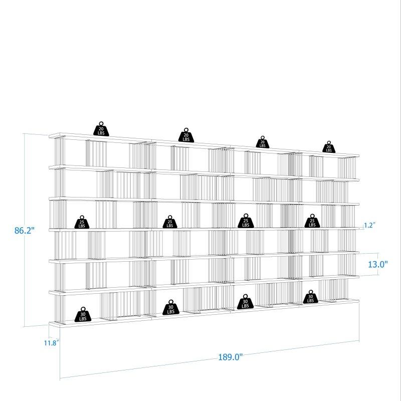 Ceviz Rengi MDF ve Siyah Metal Endüstriyel Oda Bölücü Kitaplık - 481x219x30 cm - 318253