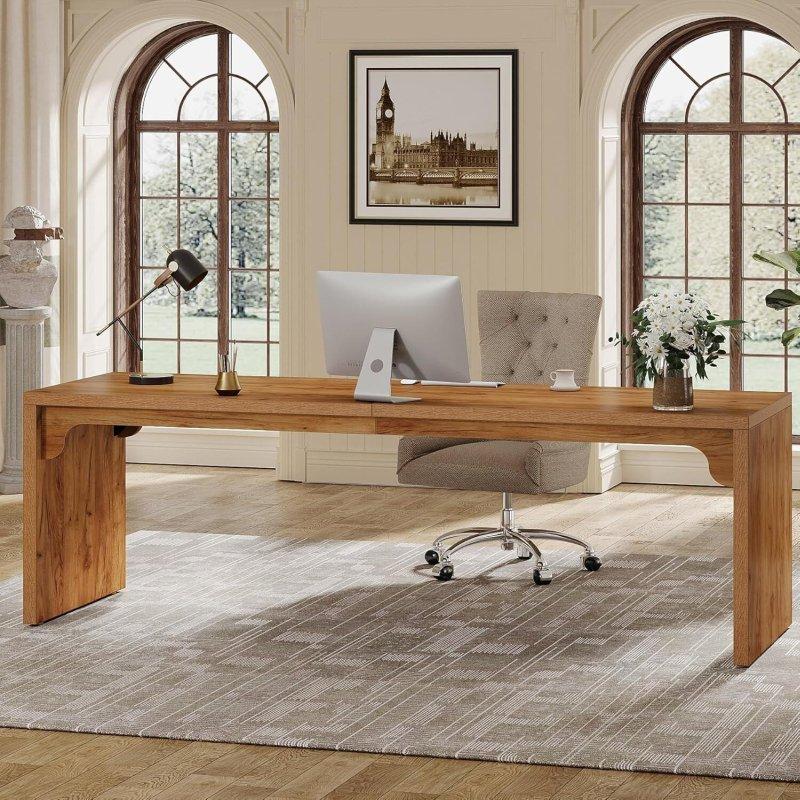 Ceviz Rengi Metal Ayaklı İki Kişilik Ofis Masası - 200 cm - 326037