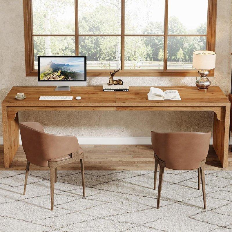 Ceviz Rengi Metal Ayaklı İki Kişilik Ofis Masası - 200 cm - 326037