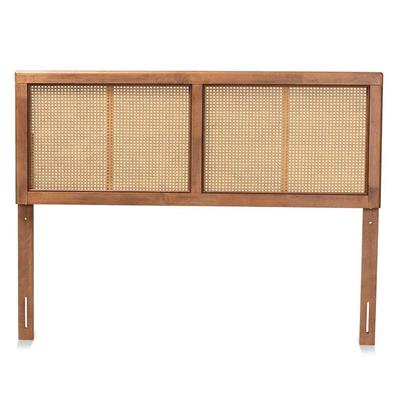 Ceviz Rengi Sentetik Rattan Dokumalı ve Ayarlanabilir Yükseklikli Kauçuk Ağacı Yatak Başlığı - 142 cm - 334902