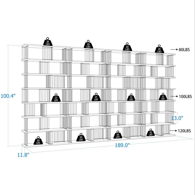 Ceviz Rengi ve Siyah Metal Oda Bölücü MDF Kitaplık - 481x256 cm - 320781