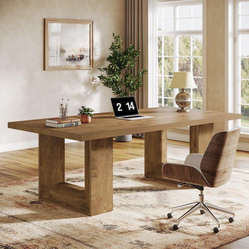 Ceviz ve Siyah MDF Dikdörtgen Ofis Masası - 160x80 cm - 327801